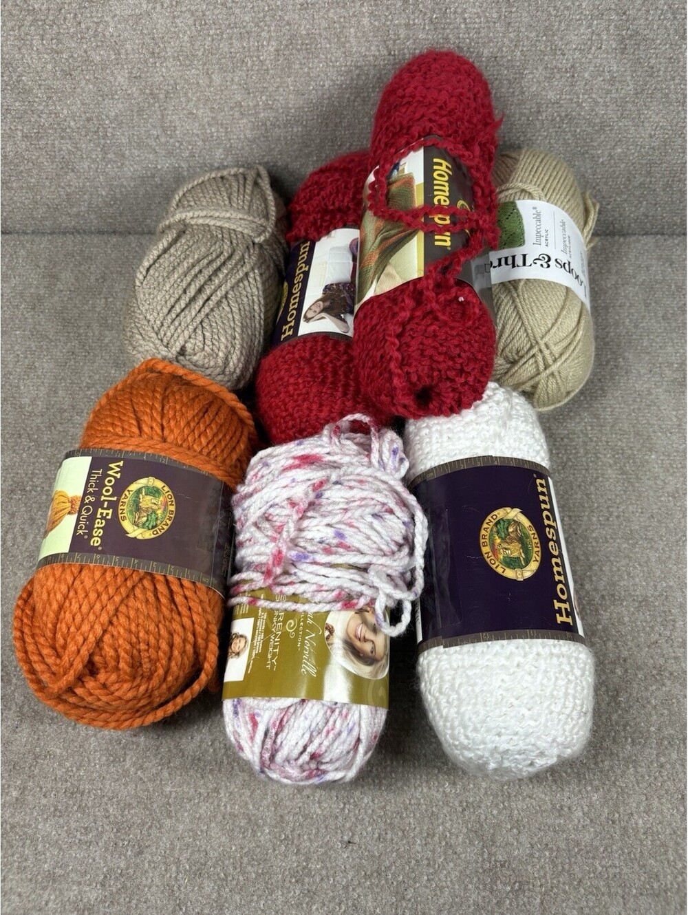 Mixed lot of Fall Colors Acrylic Yarns 7 skeins Lion Threads & Loops Homespun